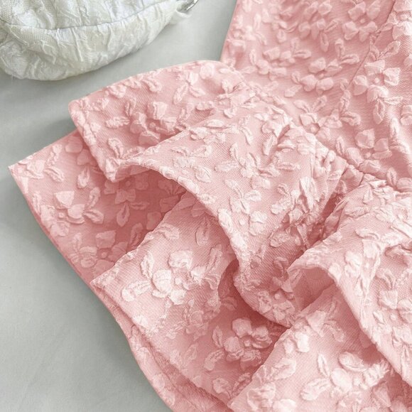 Baby Pink Boho Women's Vacation Jacquard Tie Backless Tube Top - Picture 4 of 6